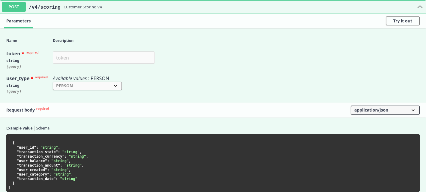 Customer Scoring API - /v4/scoring